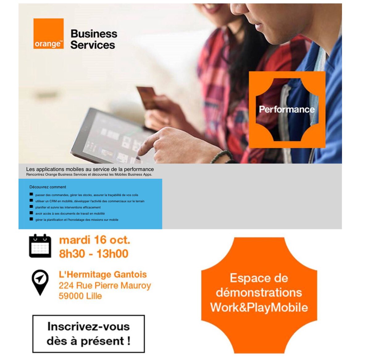 LaurentVitoux's tweet photo. Découvrez les meilleures business apps mobiles lors du #WorkAndPlayMobile à Lille le 16 octobre prochain ! Inscriptions ici : https://t.co/xOxW3Kb29Z @OrangeHDF @orangebusiness https://t.co/iENR2e6JtN