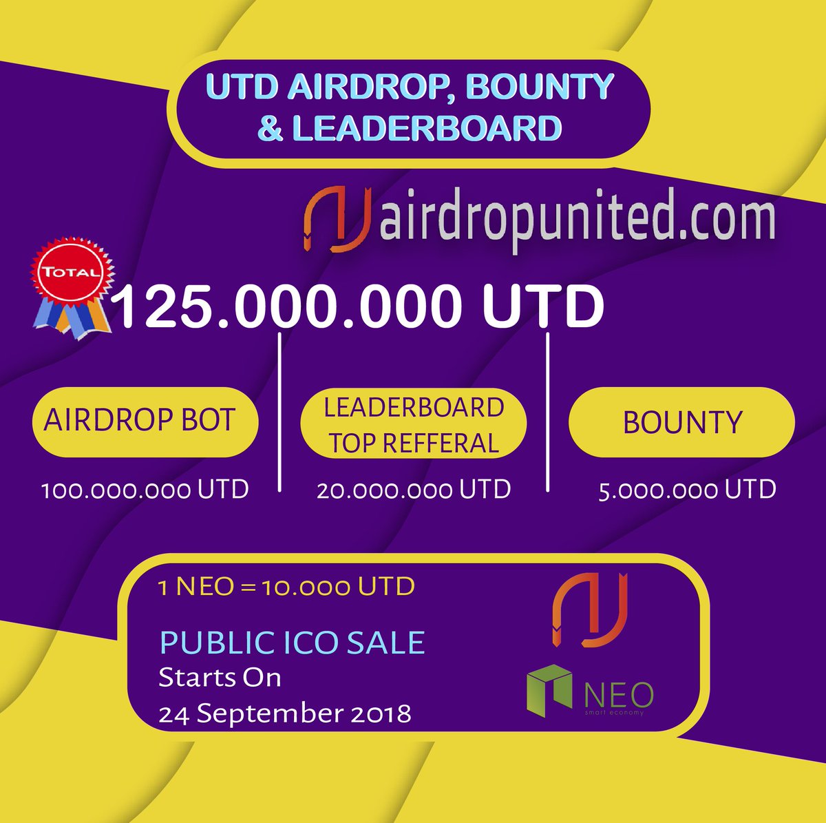 🚀 AIRDROP  is LIVE  NOW‼️

start bot here and following tasks : bit.ly/2xDhmK0

#airdrop #airdrops #airdropunited #utd #ico #freetoken