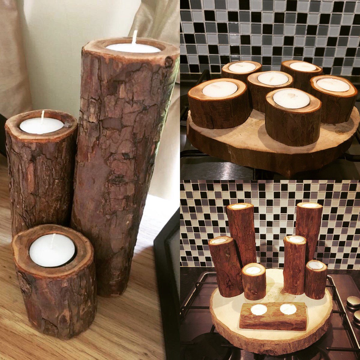 GoodmanHandmade's tweet photo. These beautiful #wooden #candleholders #handmade from #Yew https://t.co/9OQk5I0Lyy contact me for discounts. #PillarCandles £5.50 set of 3 £10 for 2 Individual #TLightHolders £1.50 or 6 for £5 #HalfLog £1.50 per candle hole (2 candle £2.50, 3 £3.50) #ukgifthour https://t.co/UEBcSiktXh