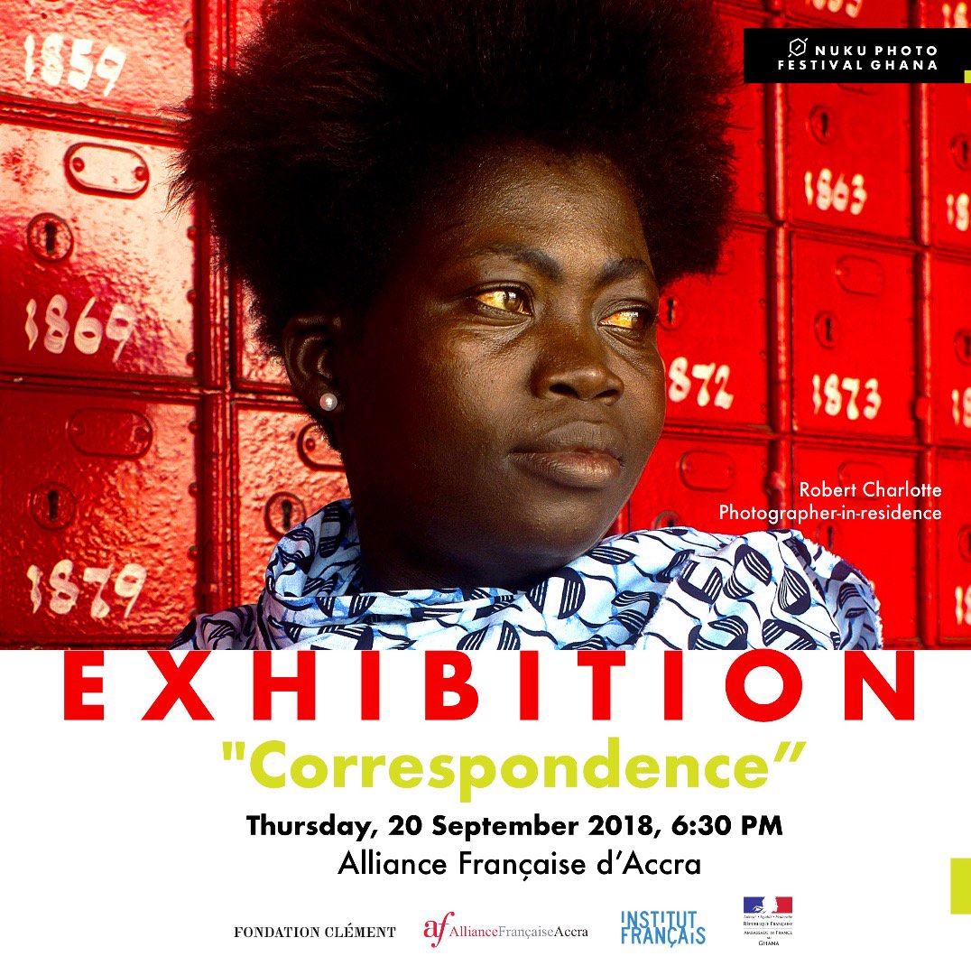 Join us at 6:30 at <a href="/AF_Accra/">Alliance Française Accra</a> for #NukuFestival photographer-in-residence Robert Charlotte's (<a href="/charlotterobert/">Charlotte Roberts</a>) exhibition “Correspondence”! 
nukufestival.com/exhibitions/ro… …