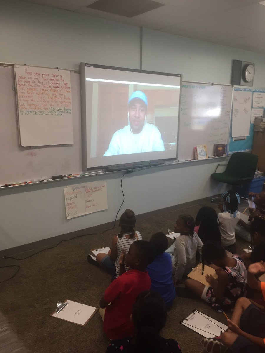 MrRileysRoom's tweet photo. We LOVED Having @carwindowpoetry talk to our kids about the power of words. I got a little choked up from my kidsโ great work! ๐ญ๐ญ @TeacherMe7 @HMSANTAFE @clmerkerson #CarWindowPoetry https://t.co/xsYxA9tqtR