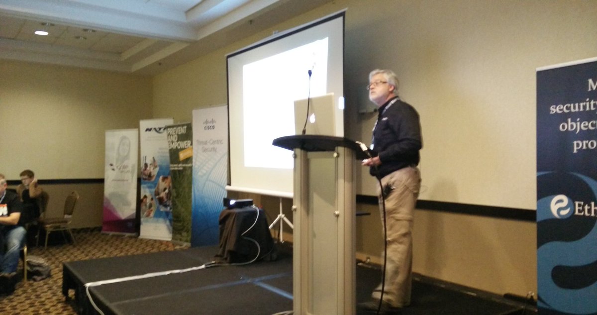 Algis Kibirkstis from EthiSecure speaking on fallacy identification for information security professionals #BSidesStJohns
