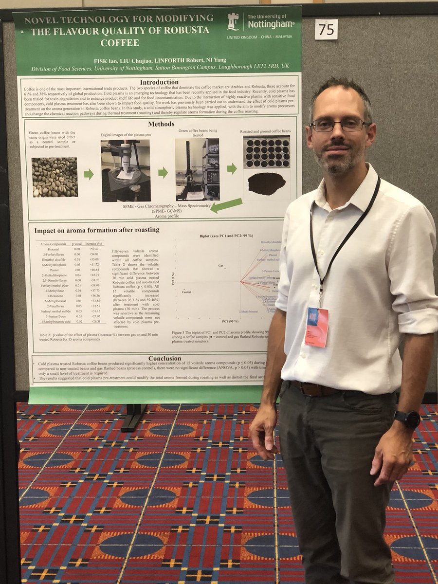 FoodFlavour's tweet image. Lots of interest into our poster on using cold plasma to modify the surface of green coffee beans to enhance their flavour. #ASICportland @UoNFoodflavour @nicoleyang96 @UoNBiosciences please PM for follow ups/copies of the poster