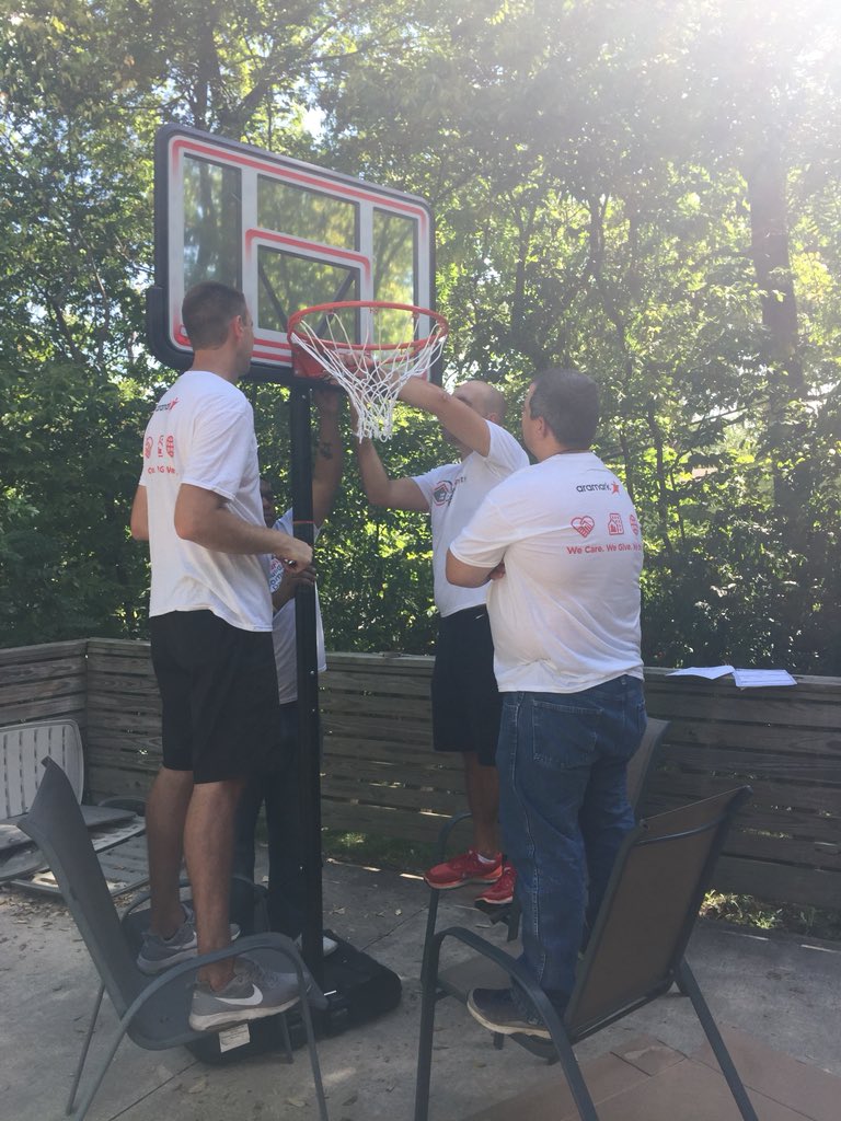 KC_Aramark's tweet image. It’s #ABCDay! Yesterday, the KC Aramark team spent a full day at the Synergy House! Our team worked hard building a new basketball goal and storage closet! #AramarkVolunteer