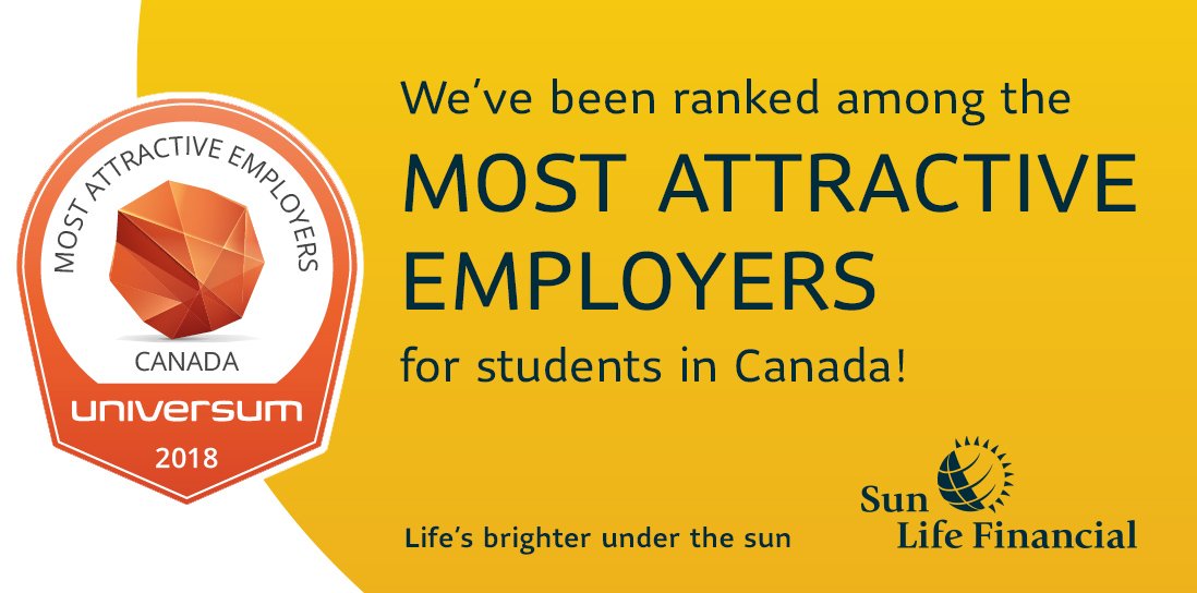 stille Kredsløb Gå vandreture Sun Life Canada on Twitter: "Thanks to Canadian students, we've made  Universum's Most Attractive Employers in Canada Top 100 list. We're proud  of this recognition, and work hard to be a top