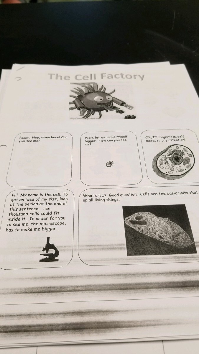 7th graders loved reading a "cell factory" comic strip today and creating a character map to learn about cell parts. Thanks <a href="/mrs_marble119/">Tess Marble</a> for helping with the planning! #transmediation #lifescience