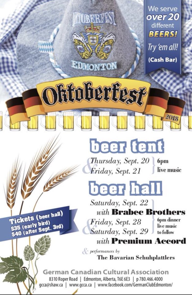 Tonight is the first night of Oktoberfest at the German Club!! Come tonight or tomorrow night to the FREE O’fest tent! #yeg #yegoktoberfest #oktoberfest2018 #german #yeggerman <a href="/yegplattlers/">YEG Schuhplattlers</a>