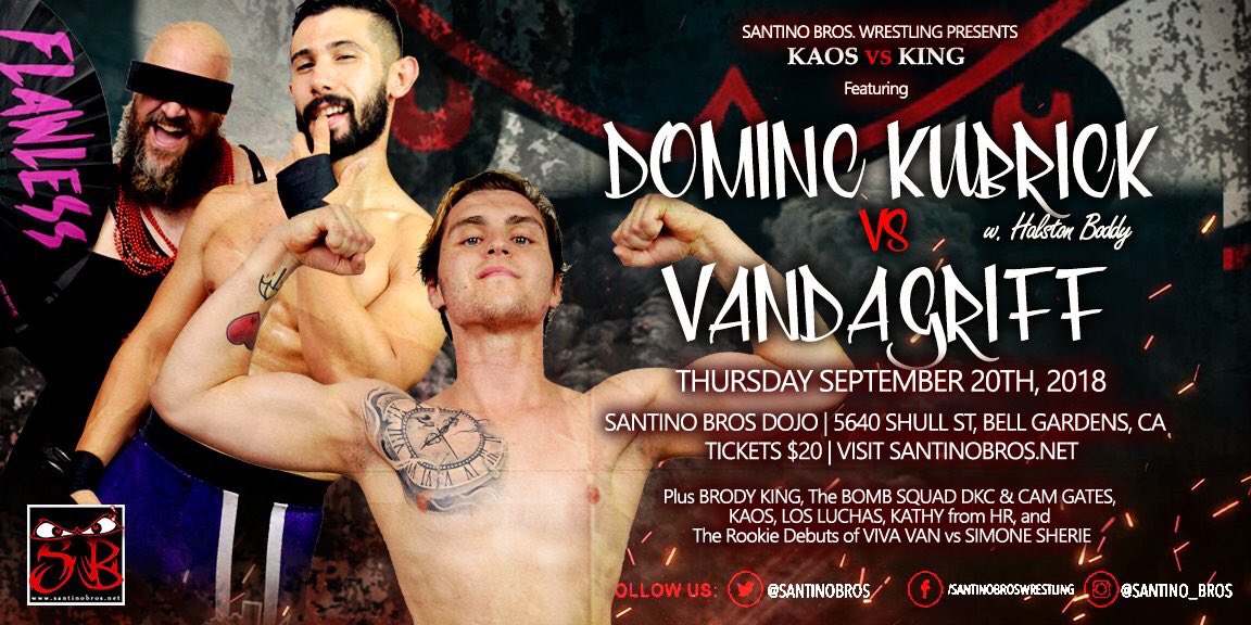 MarkinOut's tweet photo. TDA @SantinoBros Bell Gardens CA:@Brodyxking v @JoeyKaosMunoz/@vivavanofficial w/@Heatherisme v #SimoneSherie/@DomKubrick w/@HalstonBoddy v @mattvanda209/@Iamcamerongates @Dylankylecox v @losluchas/@TheDashingAdnan & MORE! GO SUPPORT #SantinoBros! https://t.co/PqqfcJlJY7