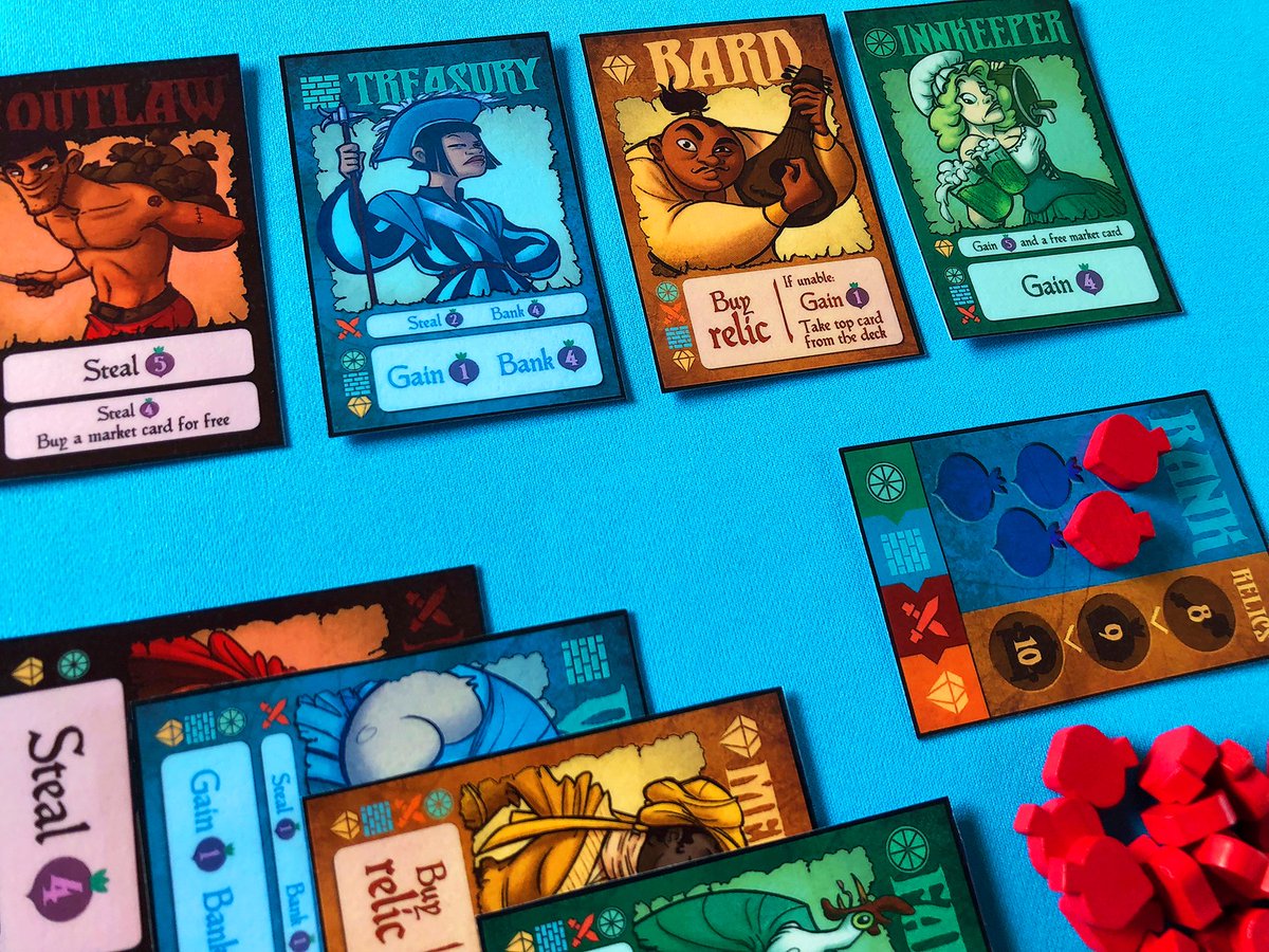 MeepleMaven's tweet photo. #SimultaneousActionSelection is at the core of #VillagePillage 😈. Definitely changes with no. of players.🏪 My opponent will likely order a copy of this @PlayJellybean #CardGame when it's available, which is a nice thing about PnPs🖨. #HandManagement https://t.co/YBmYEQI9T5
