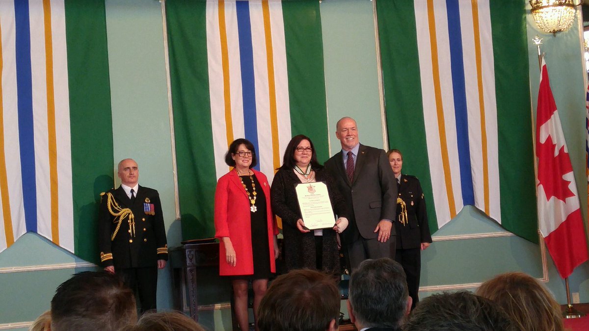 Celebrating with Tracey Herbert, CEO of First Peoples’ Cultural Council receives the Order or BC ⁦<a href="/_FPCC/">FPCC</a>⁩ #INDIGENOUS language