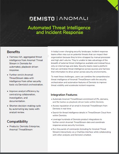 cortexbypanw's tweet image. [#SolutionBrief] In light of #Detect18, take a quick look at our joint solution brief with @Anomali! Click here for the full read: hubs.ly/H0dSw890 #DFIR #Infosec