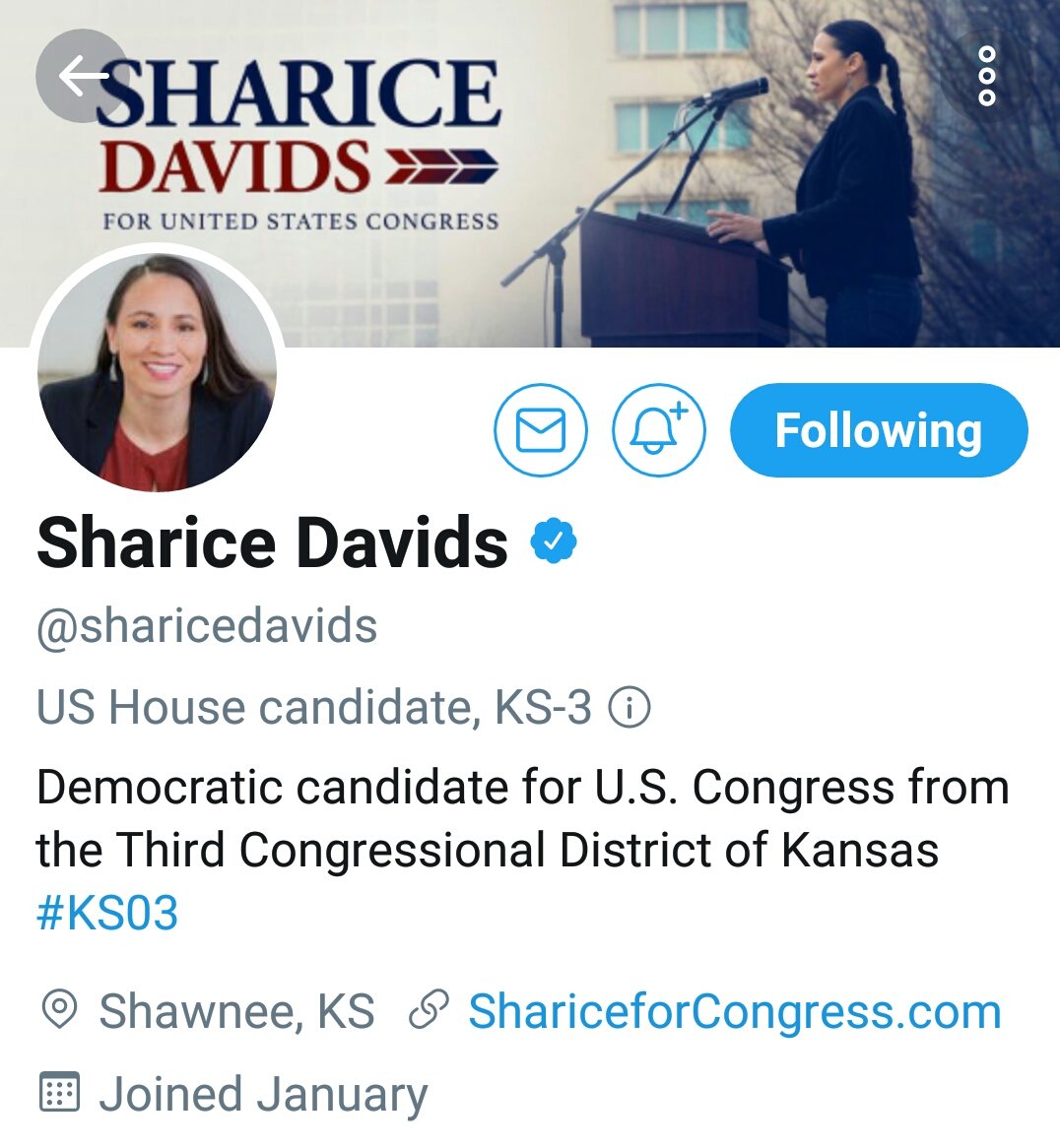 StockScout1's tweet photo. Sharice Davids @sharicedavids #KSO3 Shawnee, KS
#BlueTsunami2018
#VetsResistSquadron
#VeteransAgainstTrump https://t.co/g5xqNouf0a