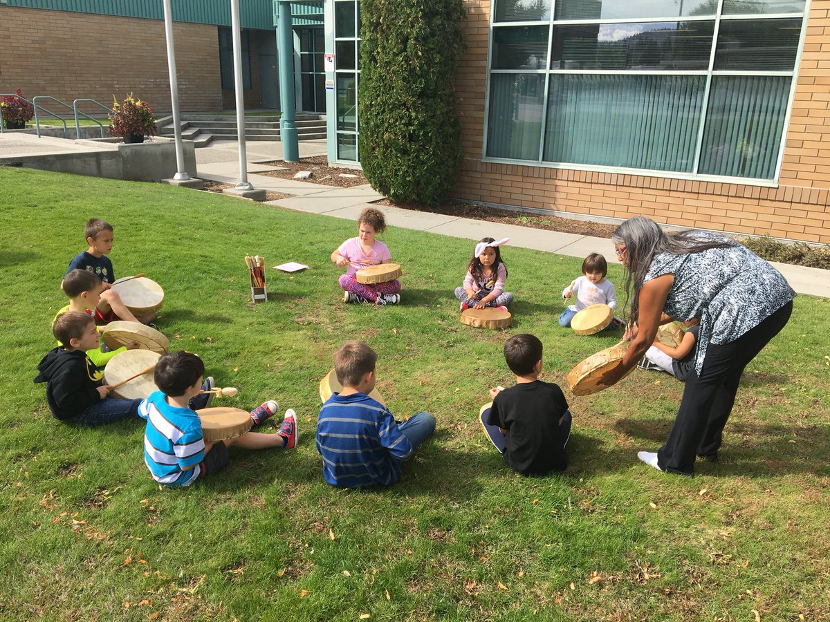 Drumming at Tuc-el-unit w/ Indigenous learners #learningoutside #sd53 #EmbracingIndigenousways @ByoungBev @nsearcy17 @pbritton78 @pacasemore