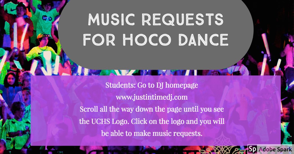 Also go put in some requests for music at the dance Saturday!