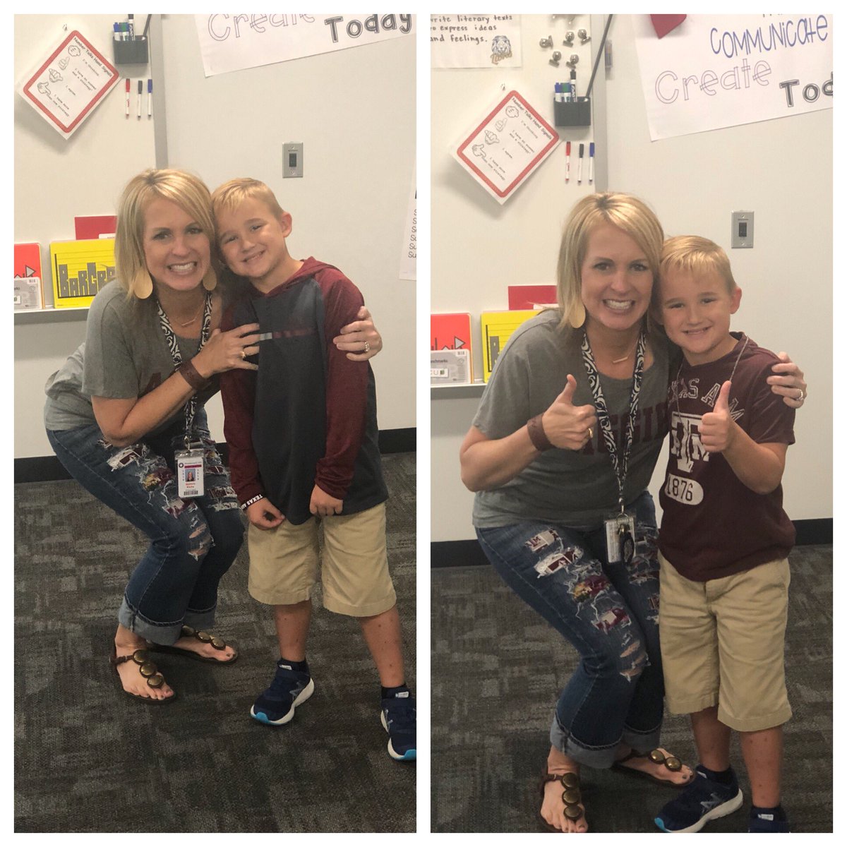 Keenanlions's tweet photo. Mrs. Kirby and a friend supporting their favorite team for “Team Day”!! #KESKidsMatter https://t.co/51CyAAtaYC
