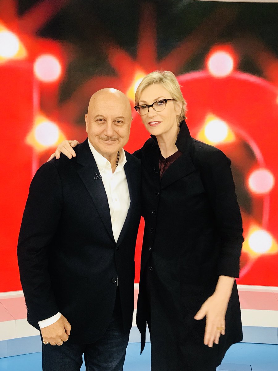 AnupamPKher's tweet photo. It was such fun to shoot for @todayshow with @janelynchofficial. And to have talented Mr. @ryaneggold besides you is a great feeling. Loved playing #HollywoodGamesNight. Telecast on 21st September at 10am. Enjoy.🤓😍 @nbcnewamsterdam #Promotions #IndianActorInNY https://t.co/ADWnKRae9J