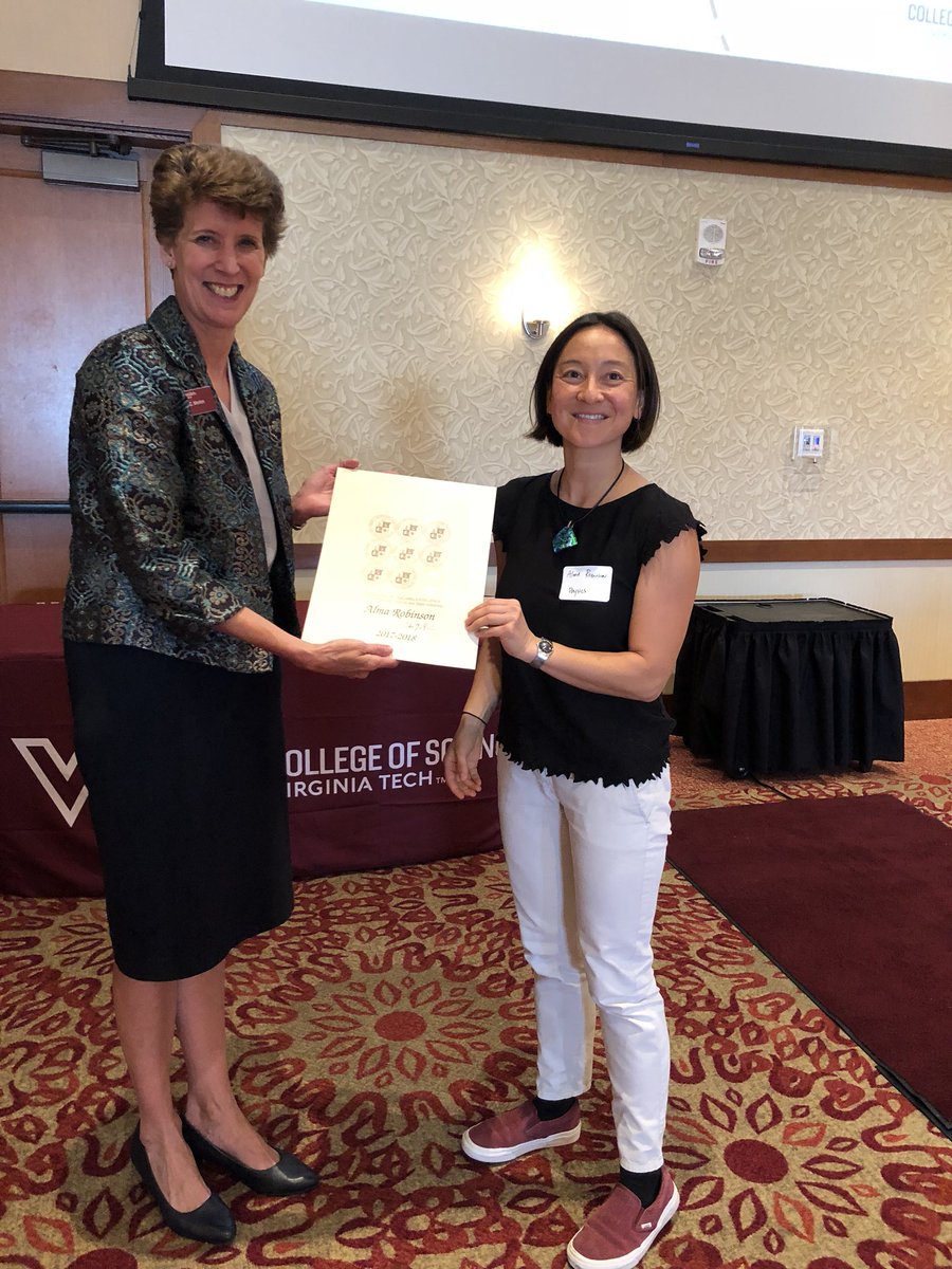 VT_Science's tweet photo. Congratulations to Alma Robinson, Instructor/Teacher in Residence of Physics, winner of the College’s Certificate of Teaching Excellence. https://t.co/4nKyhQWOjP