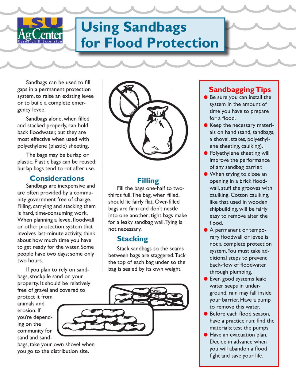SCEMD's tweet photo. Be sure you are using your sandbags in the most effective way. Here are some tips from our friends in Louisiana. https://t.co/svmVPrD6zj