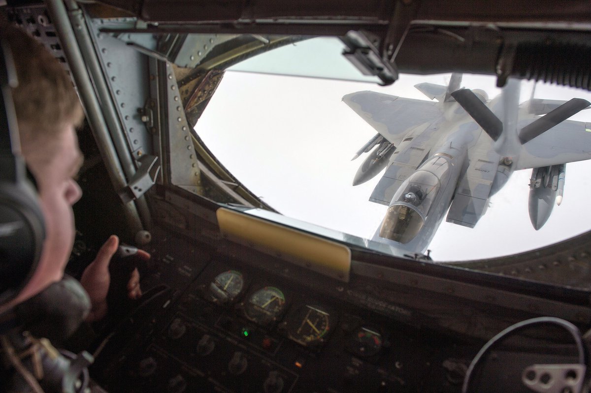 U.S. #Airmen refuel an #F15C as they participate in #ValiantShield 2018