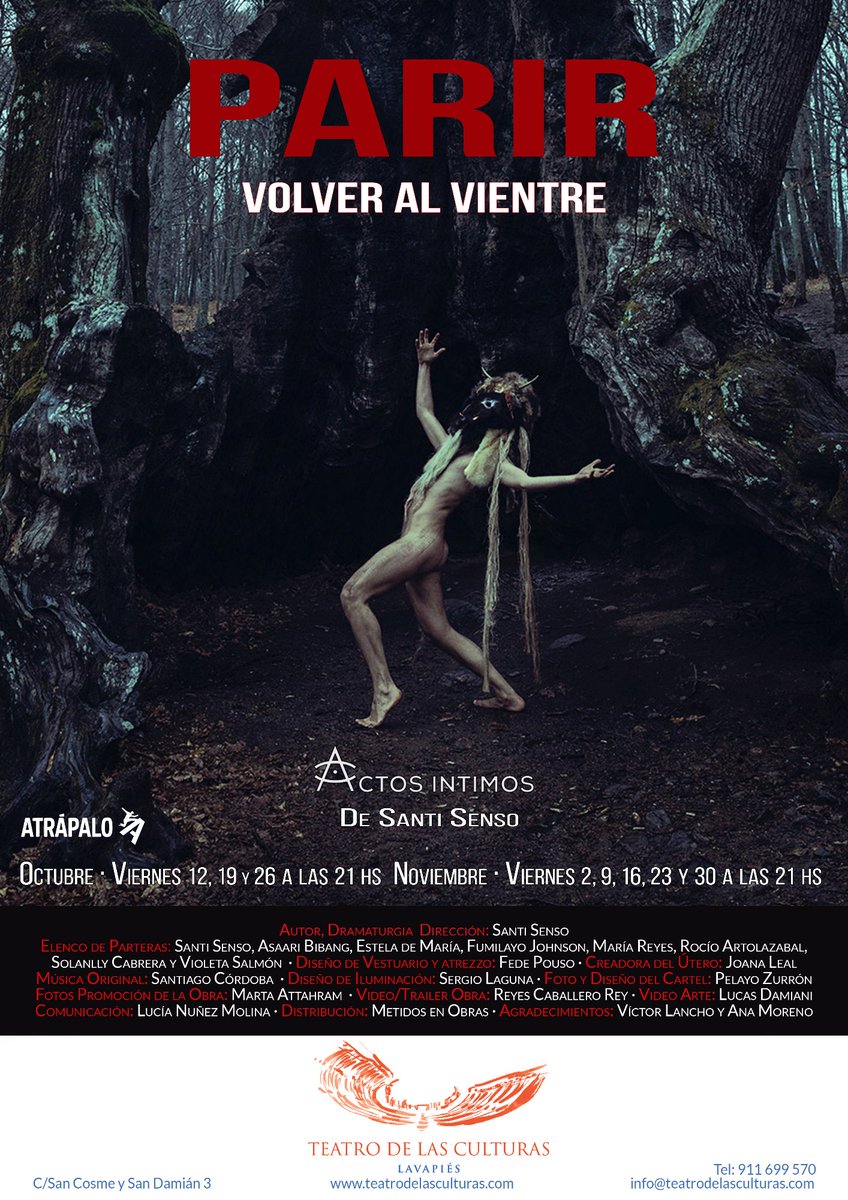 Tdelaescuela's tweet photo. ¡ESTRENO ABSOLUTO!
Santi Senso llega al #TeatrodelasCulturas con su nuevo Acto Intimo, su Deseo de PARIR VOLVER AL VIENTRE.
Estreno: 12 de Octubre 21 hs
Entradas: https://t.co/29V2hcbG7R
#TeatroEsArteyCultura #ActoIntimo #SantiSenso #Deseos #Parir #Madres #Estreno #Lavapies https://t.co/dmOc7uDwkD