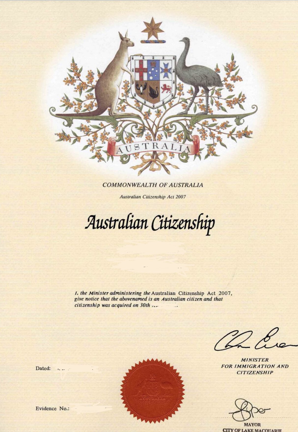David on Twitter: "Wife got her evidence of Australian Citizenship today. It's a beaut. Twitter