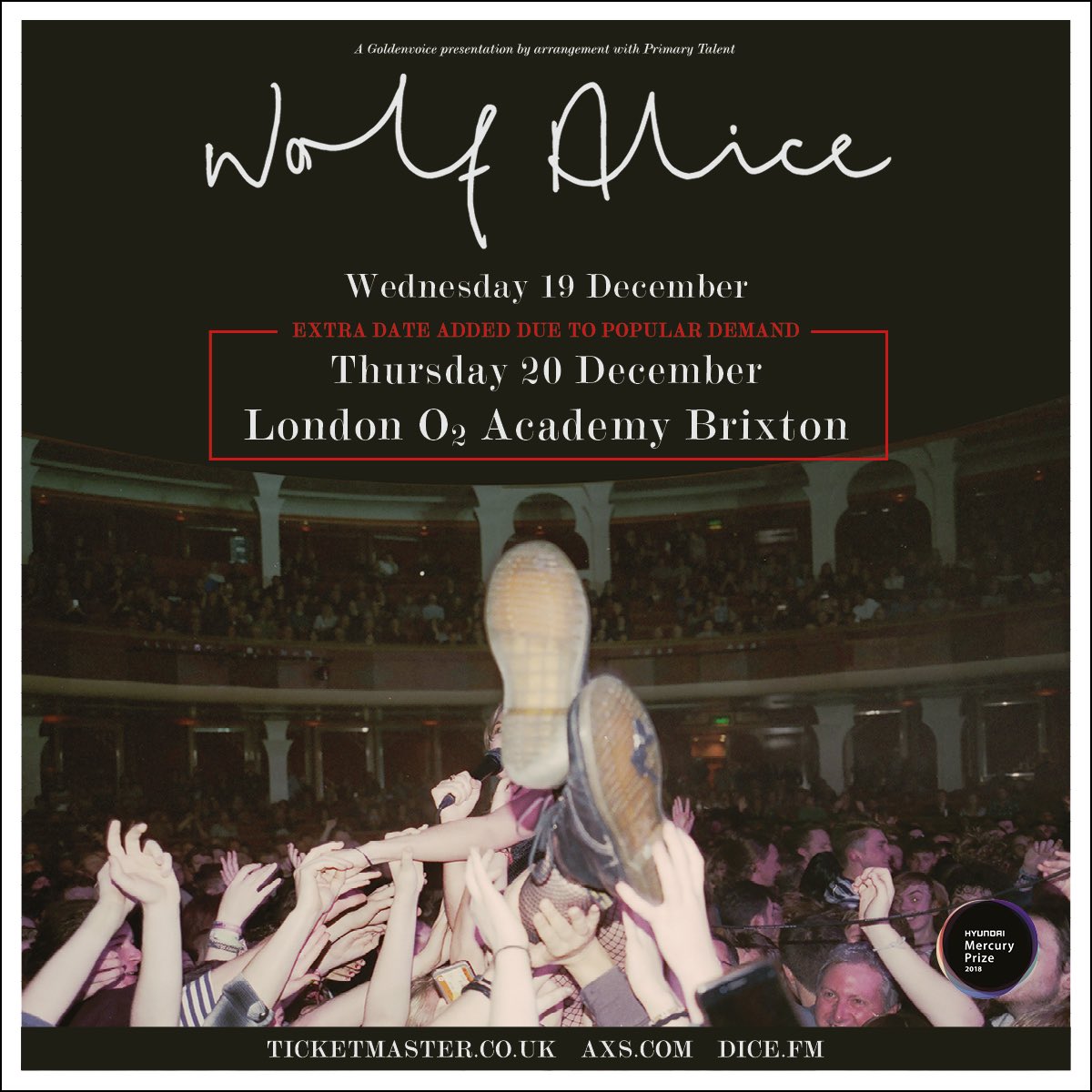 To celebrate their huge <a href="/MercuryPrize/">Mercury Prize</a> win, we’re giving away a pair of tickets for <a href="/wolfalicemusic/">Wolf Alice</a> show here on 20/12! RT &amp; Follow to win. Ends 5pm 22/9, t&amp;c’s: smarturl.it/WINBrix ✨🎫 #MercuryPrize #HyundaiMercuryPrize