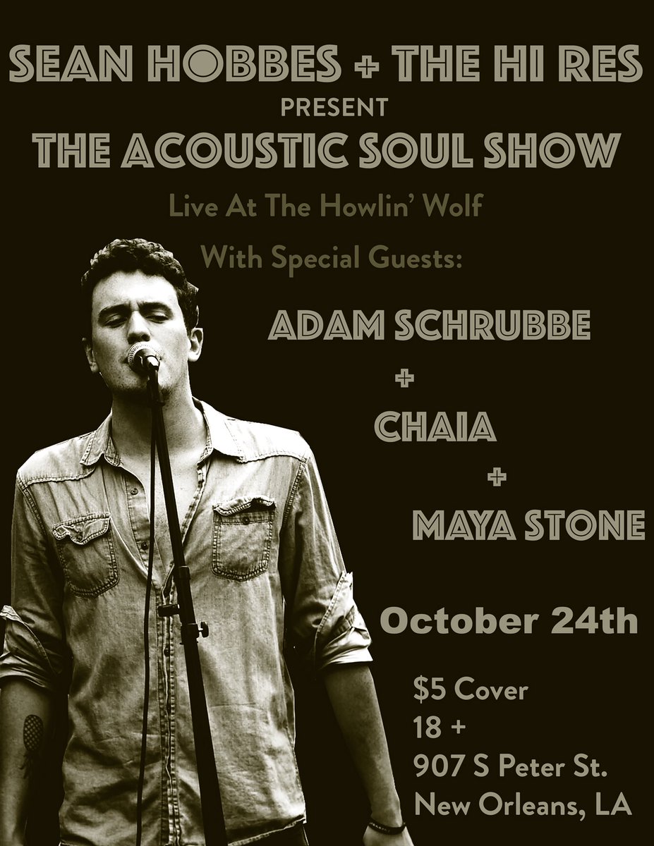 SeanHobbesMusic's tweet photo. NEW SHOWS! Come out an support. We’ll be bringing new music and friends with us to @Howlinwolfnola and @GasaGasaNOLA! https://t.co/Rp2xA1pxB2