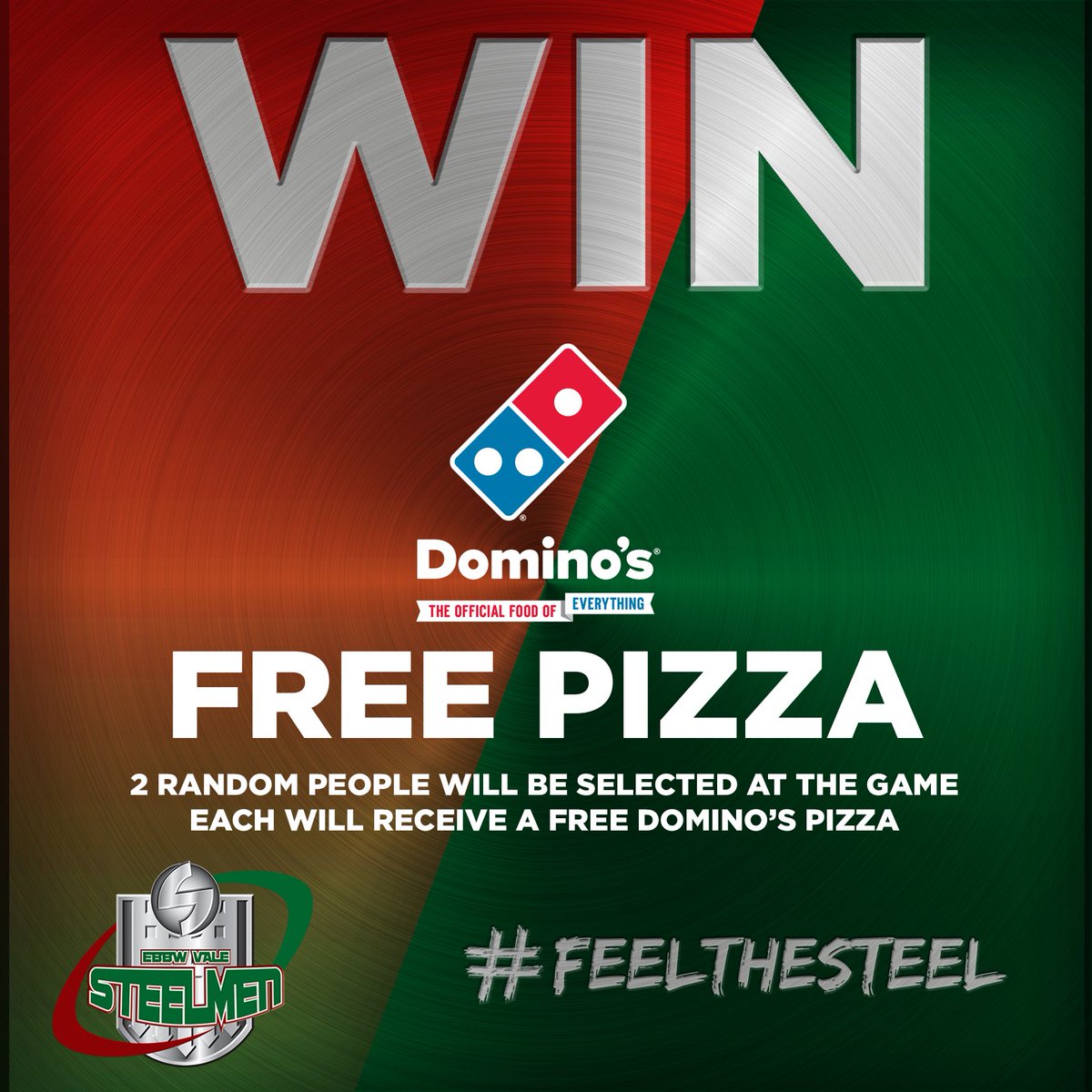 andrew_andrew38's tweet photo. This Saturday @evrfc face @bridgendravens and that can mean one thing... free pizza to 2 lucky supporters courtesy of sponsor, Domino Pizza. 2.30pm at EXP. A lovely warm large pizza at half time. Come and support the boys and help us make it 4 from 4. #FeelTheMeal #freedominos https://t.co/OrIYJDDtsj