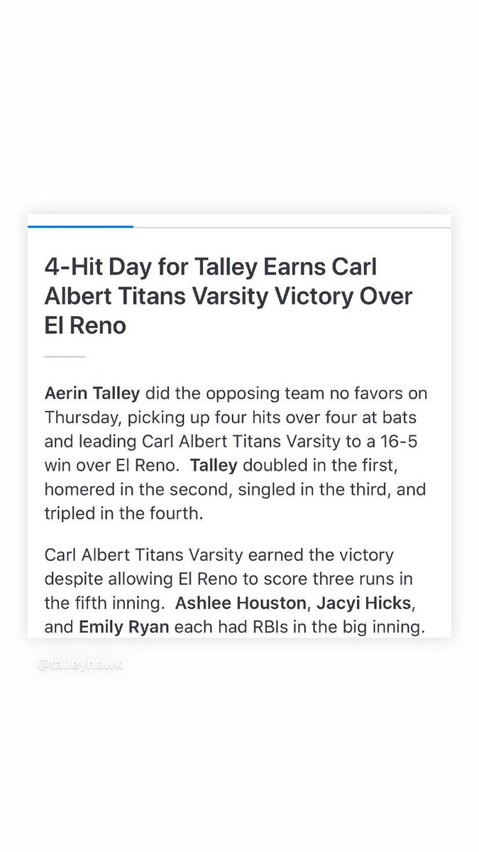 TalleyHawk's tweet photo. @aerin_talley24 has done it again. Helluva game and she hit for the cycle. @TulsaEliteSB @TulsaEliteOKC that makes 6 HRs in a week. #fastpitch #cyclehitter #prouddadmoment https://t.co/AvRGZQM9K3