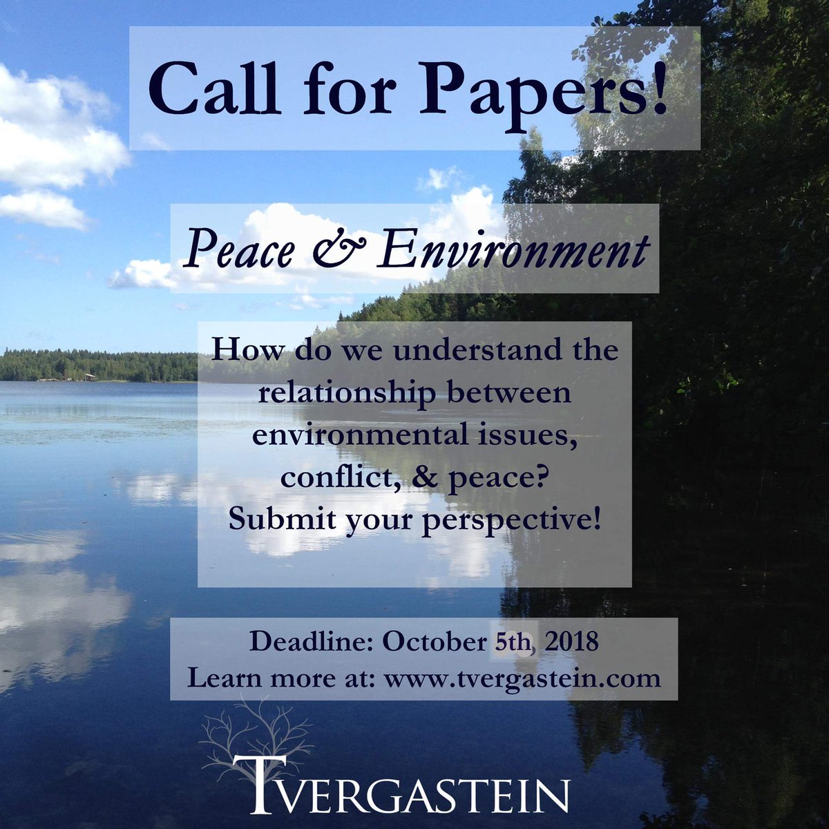 tvergastein's tweet photo. EXTENDED DEADLINE: 5 October 2018.
The next issue of #Tvergastein is themed #PeaceAndEnvironment and we are calling for papers!
Learn more https://t.co/BSF7wbZYox https://t.co/K4e4JRK86G