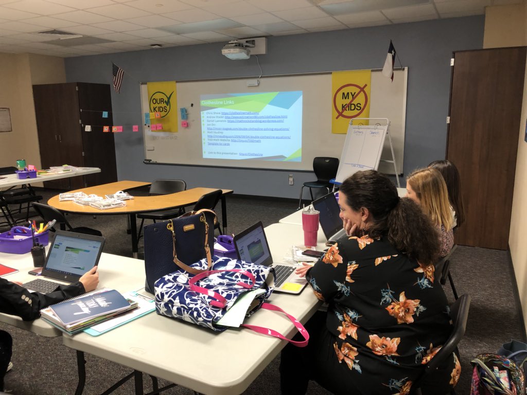 haley_galyean's tweet image. 3rd and 4th grade math teachers @TISDWES loved learning about #clotheslinemath. They brainstormed so many ideas for how to use it with their students. I’m excited to come back and see what they come up with! @DaveSurdovel #TomballMath