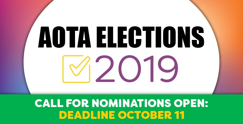 AOTAInc's tweet photo. Looking for a leadership position? Check out open positions and submit your nomination by October 11 for AOTA Elections. https://t.co/q5iNvGptcl #AOTAvotes https://t.co/H3GRafHzFi