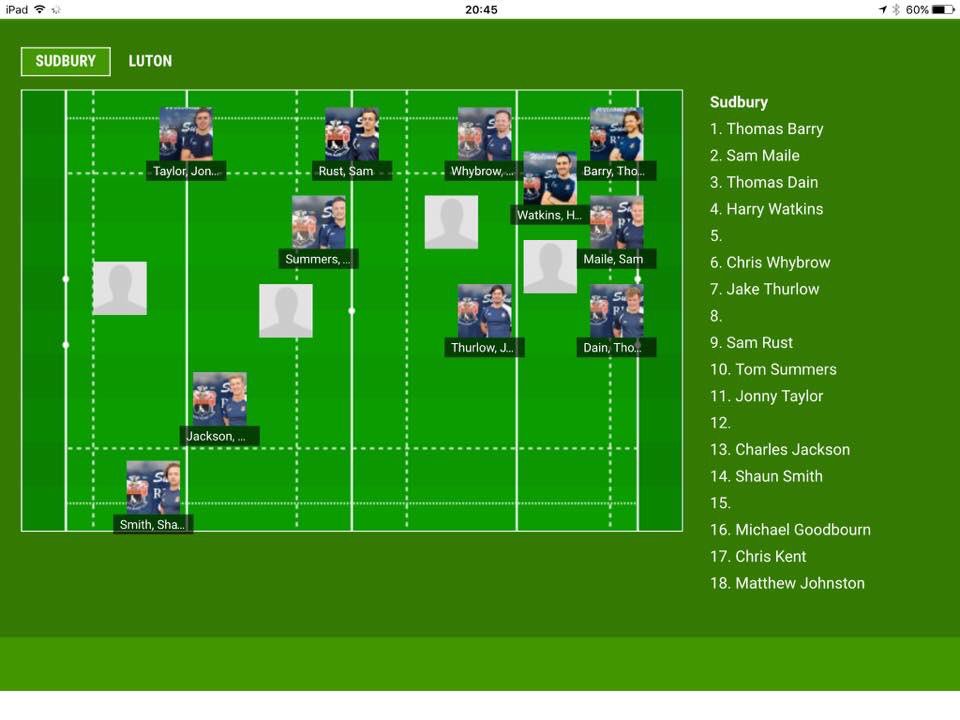 SudburyRugby's tweet photo. 1st XV to face Luton RFC kick off 3 o'clock in London 1, come down a support the boys. #sudbury #livesport 
No 5 Will Ponty
No 8 Andy Goodbourn 
No 12 Dan Harding
No 15. Jake Sumner https://t.co/LUuosIW2MS
