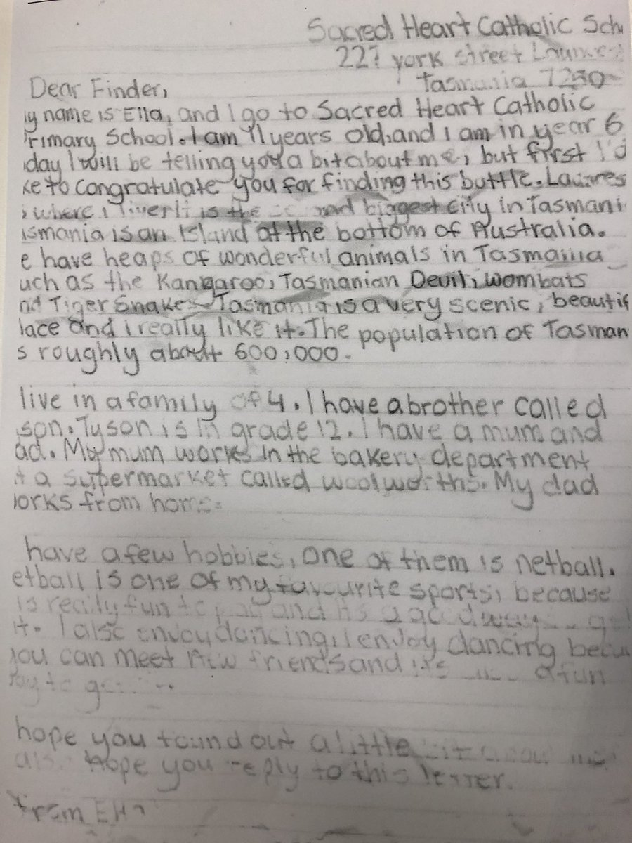 _rachelmcghee's tweet image. A message in a bottle has washed up on a central Queensland beach from Tasmania! It was sent by an 11-year-old girl in Launceston two years ago. How cute! @abcbrisbane