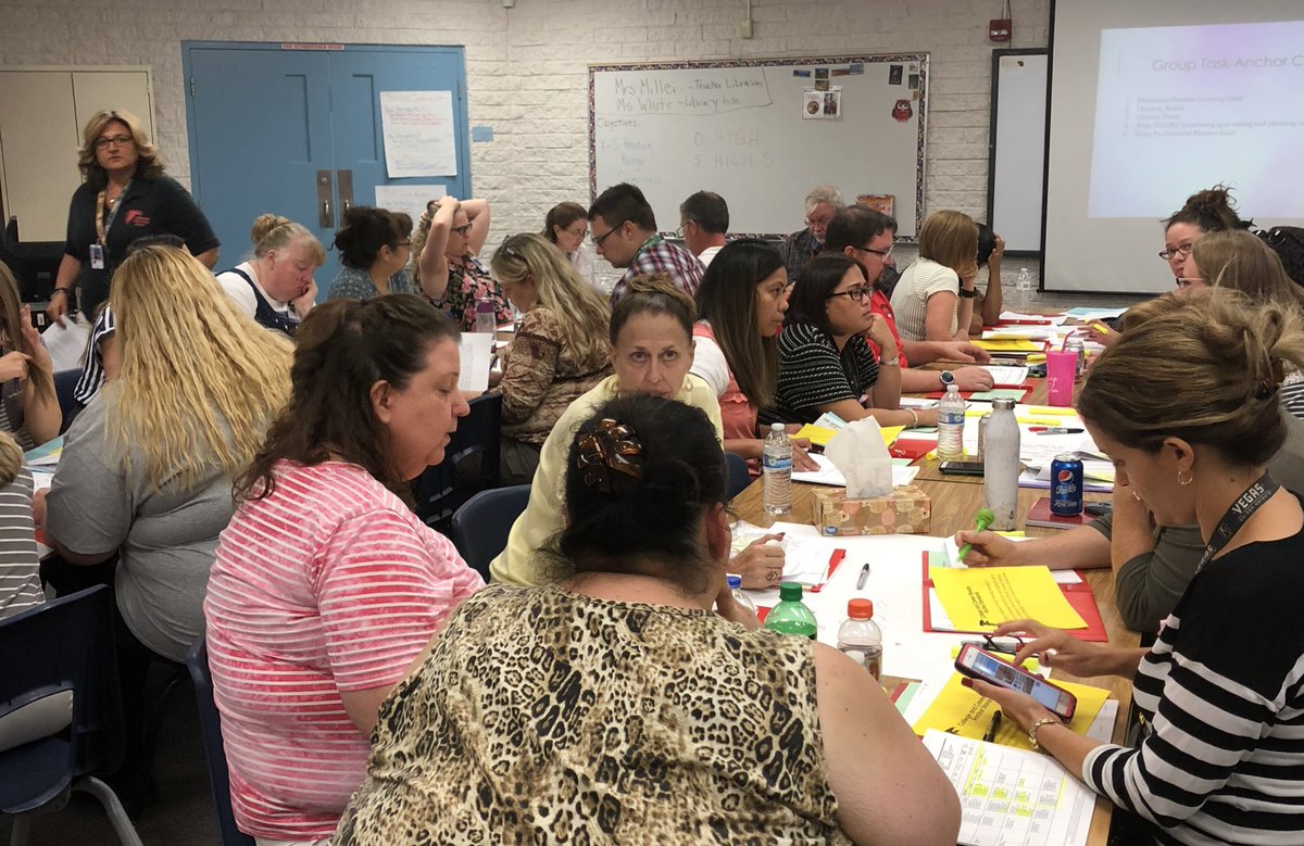 RebeccaKaatz's tweet image. Energy floods the room as the mighty @FerronFalcons  #ccsdheroes tackle #studentlearninggoals.  They will ensure #1ForKids @ClarkCountySch
