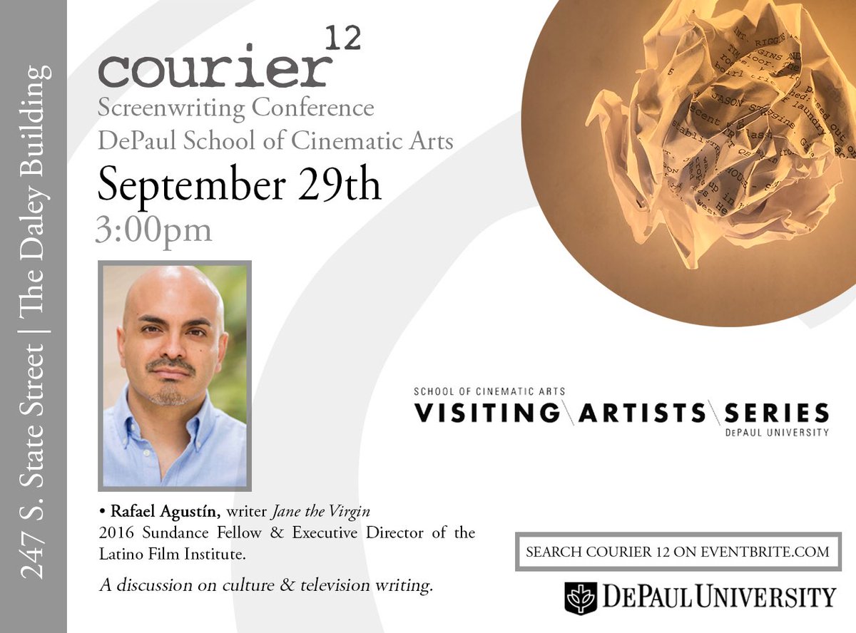 TylerLennoxBush's tweet photo. Thrilled to learn about Creative #Leadership from @MrRafaelAgustin at @DePaulCinema #Courier12 , Mr. Rafael has been a writer @CWJaneTheVirgin &amp; a @sundanceorg fellow. Im eager to get insights about #medialiteracy @youthcinema_  and how it can influence my work in #GaryIndiana https://t.co/YD7SWcekU5