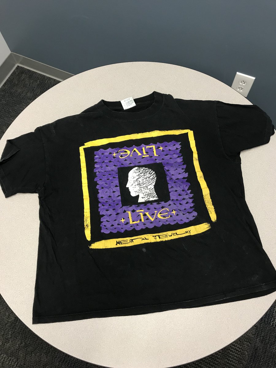 MerchlyMerch's tweet photo. #ThrowbackThursday to some retro merch from the band Live's 1992 debut album, Mental Jewelry #MerchMakesMemories #Merchly https://t.co/AafklneYnv