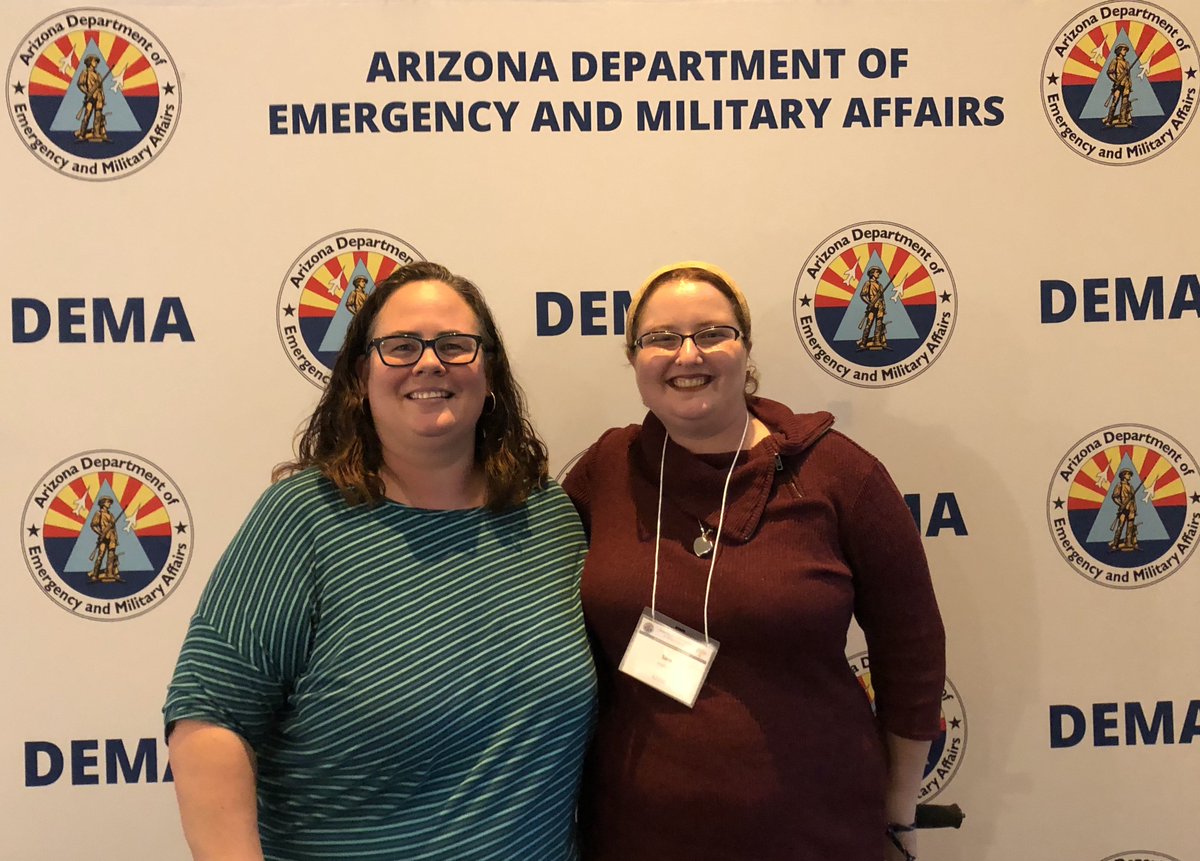 AzCDHH's tweet photo. Beca Bailey, ACDHH Community Engagement Liaison attended the #DEMASymposium on September 19, 2018. Beca discussed community preparedness for the Deaf, Deaf-Blind and HOH communities with Sarah Joehnk, Disability Integration Specialist of AZ Statewide Independent Living Council. https://t.co/CRH5fZ1CbG