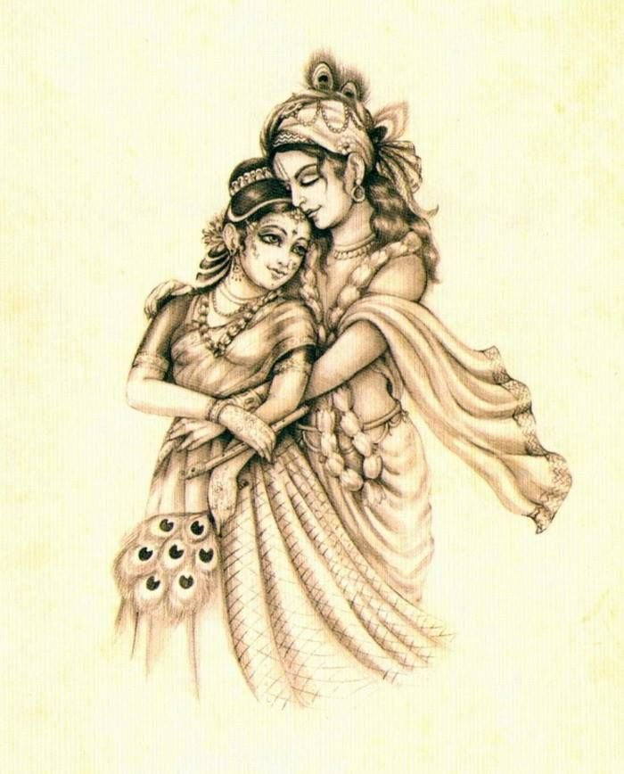 I can't get enough of this precious, precious energykrishna is the peak image of a lover in love, serving and tending to his beloved, without making it about conquest or ego. look at how happy and blissful she is, alwaystell your sons this