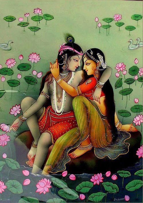 I can't get enough of this precious, precious energykrishna is the peak image of a lover in love, serving and tending to his beloved, without making it about conquest or ego. look at how happy and blissful she is, alwaystell your sons this