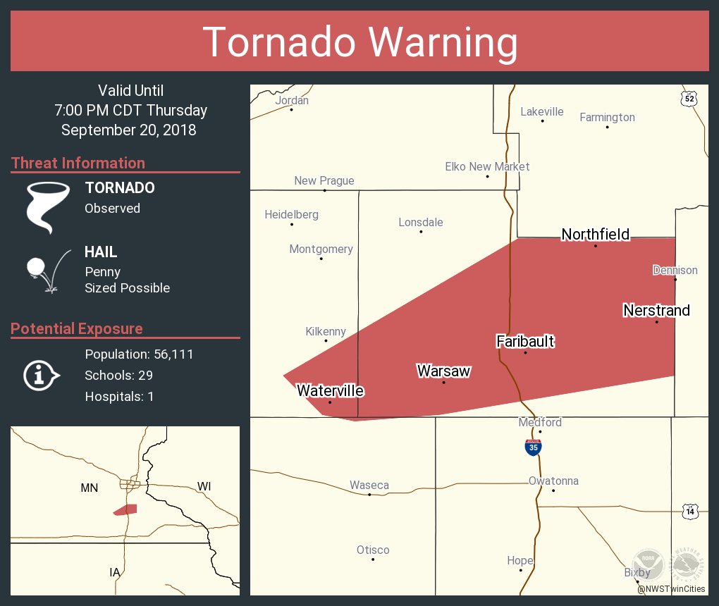 NWS Tornado on Twitter "Tornado Warning continues for Faribault MN