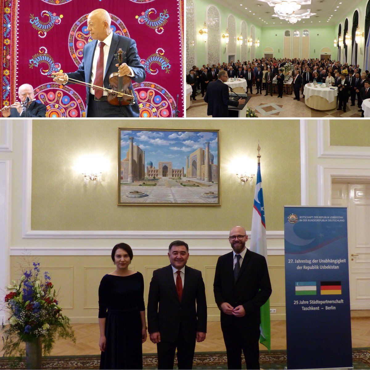 QncKuntze's tweet photo. Rückblick Jahrestag Empfang Usbekische Botschaft Berlin: Botschafter der Republik Usbekistan in der Bundesrepublik Deutschland s.E. Herr Nabijon Kasimov und Frau Nigora Kasimova- #Botschaft #Usbekistan #Berlin #Jahrestag https://t.co/KrSRhJu2l8