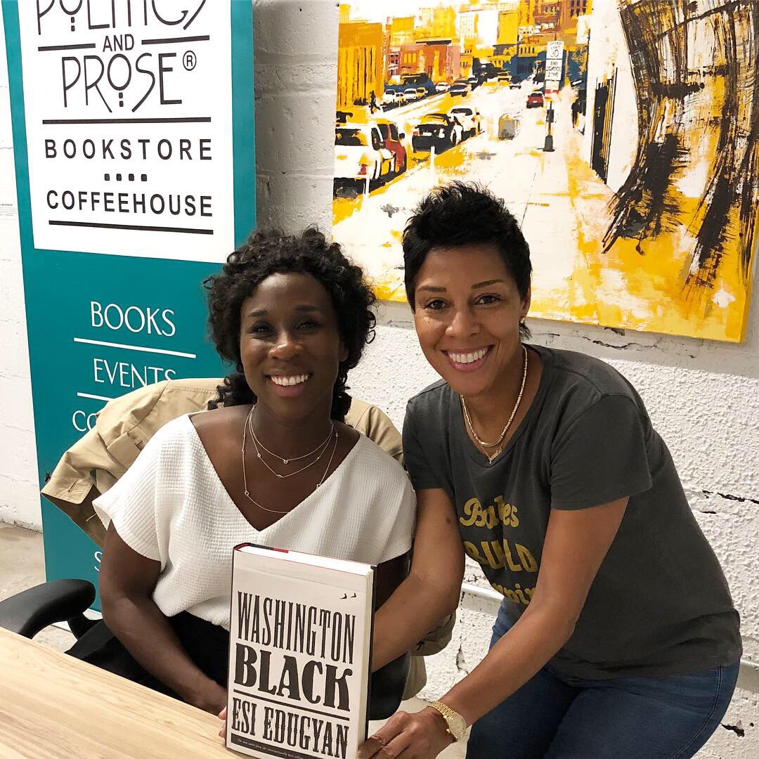 JamiseHarper's tweet photo. I’m on a roll!  Secured #MichelleObama book tour tickets and got to see #EsiEdugyan tonight @PoliticsProse #UnionMarket.  Her book #WashingtonBlack made the #ManBooker2018 shortlist which was announced today! 🎉🥂What a day!  #jamreads #spinesvines https://t.co/Q5ksDSmwJm