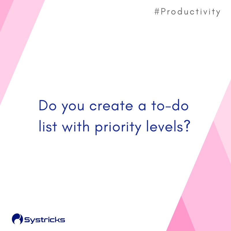 systrickstech's tweet photo. Prioritizing is important.
#productivity #Agile #projectmanagement #Sprint #lean #startupindia #startup #Entrepreneurship #entrepreneur #Priorities #Priority #Website #ux #UserExperience https://t.co/j96uvcN4kV