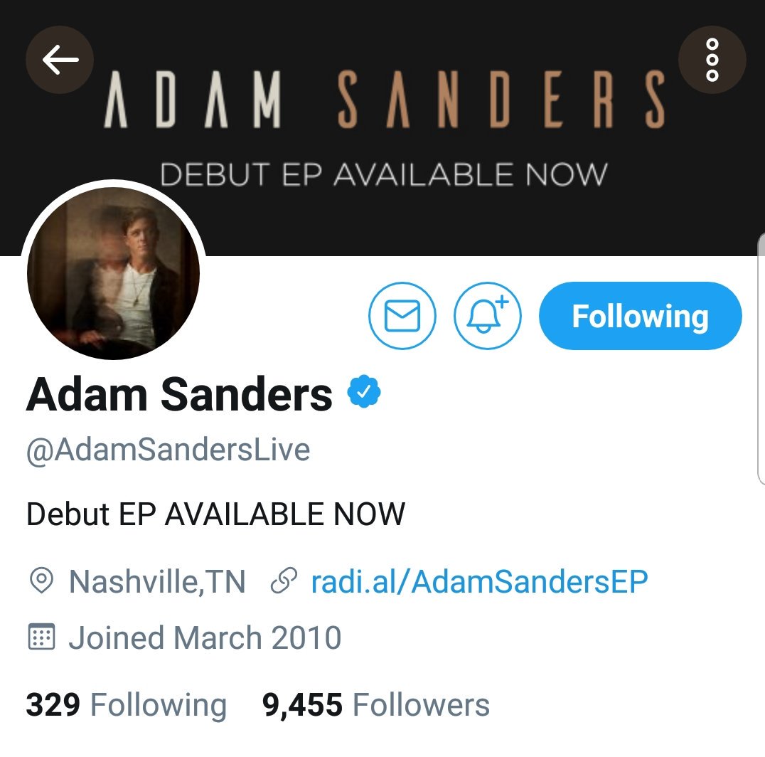 SandersFans's tweet photo. Hey all @AdamSandersLive fans, let's try to get Adam to 10k twitter followers by the end of the year! 

Share your favorite song of his, from his EP or otherwise or tag a friend in this post! https://t.co/wxzUSV1g3V