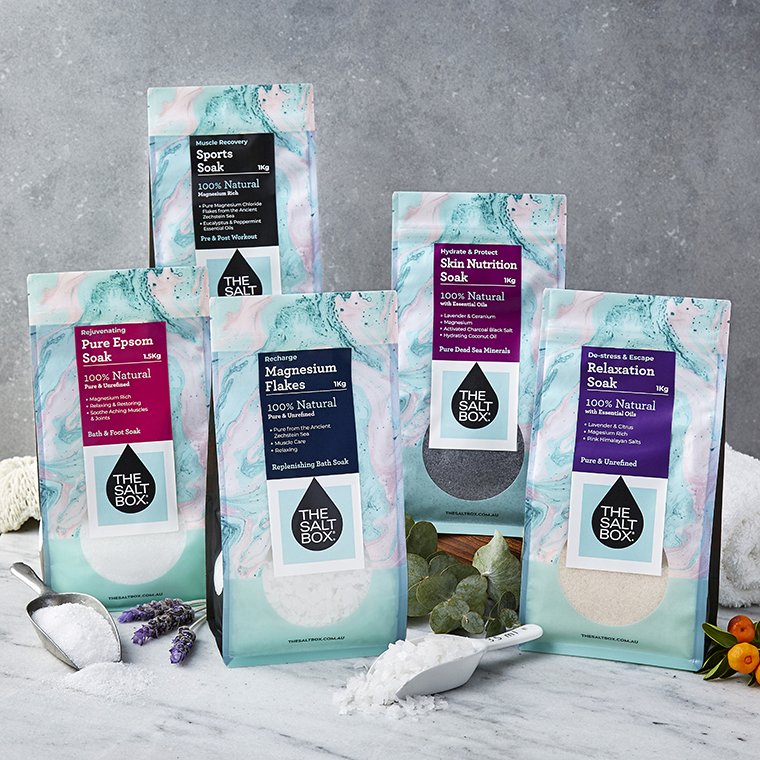 TheSaltBoxAu's tweet photo. Say hello to our new bath salt range! With three luxurious blends of bath salts and natural essential oils, plus two pure mineral salts, they will leave you feeling refreshed, revitalised and 100% you https://t.co/4qrDhwksnP https://t.co/ImGszlODW7