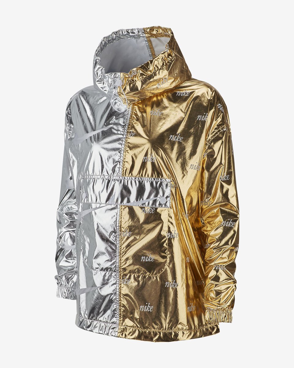 nike jacket gold and silver