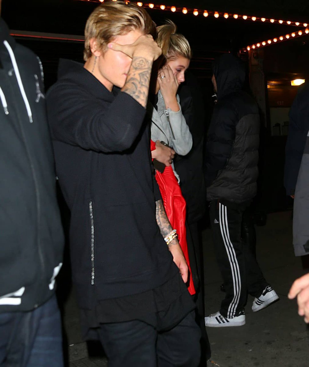 February 13, 2015. Hailey and Justin leaving a club in NYC.