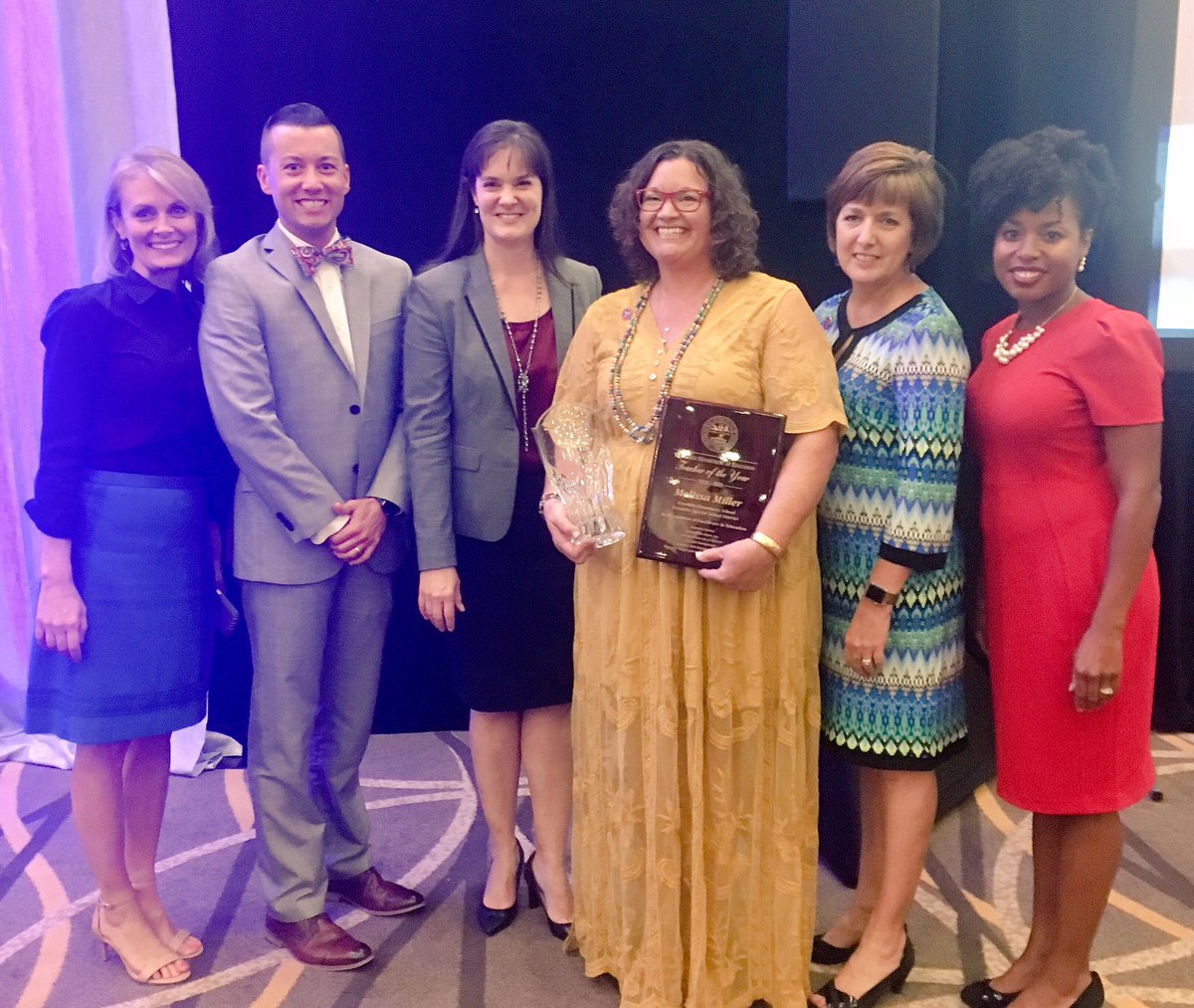We are especially excited and honored tonight to have all five of our recent teachers of the year — every teacher that has served with <a href="/McQueenCandice/">Candice McQueen</a>! Thanks <a href="/NBCTchr/">Karen Vogelsang</a>, <a href="/CathyHWhitehead/">Dr. Cathy Pressnell</a>, <a href="/DerekVoiles/">Dr. Derek Voiles</a> <a href="/cicely_woodard/">Cicely Woodard, Ed.D.</a>, &amp; <a href="/melissa11322/">Melissa Ann Miller, NBCT</a>! Tennessee is better because of each of you.
