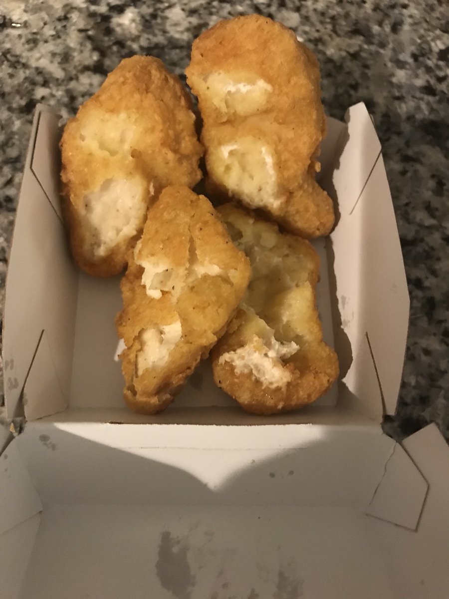 tswats334's tweet photo. @McDonalds can you explain what happened to these nuggets? No way I’m letting my kids eat these. https://t.co/N7zNvOj8Fg